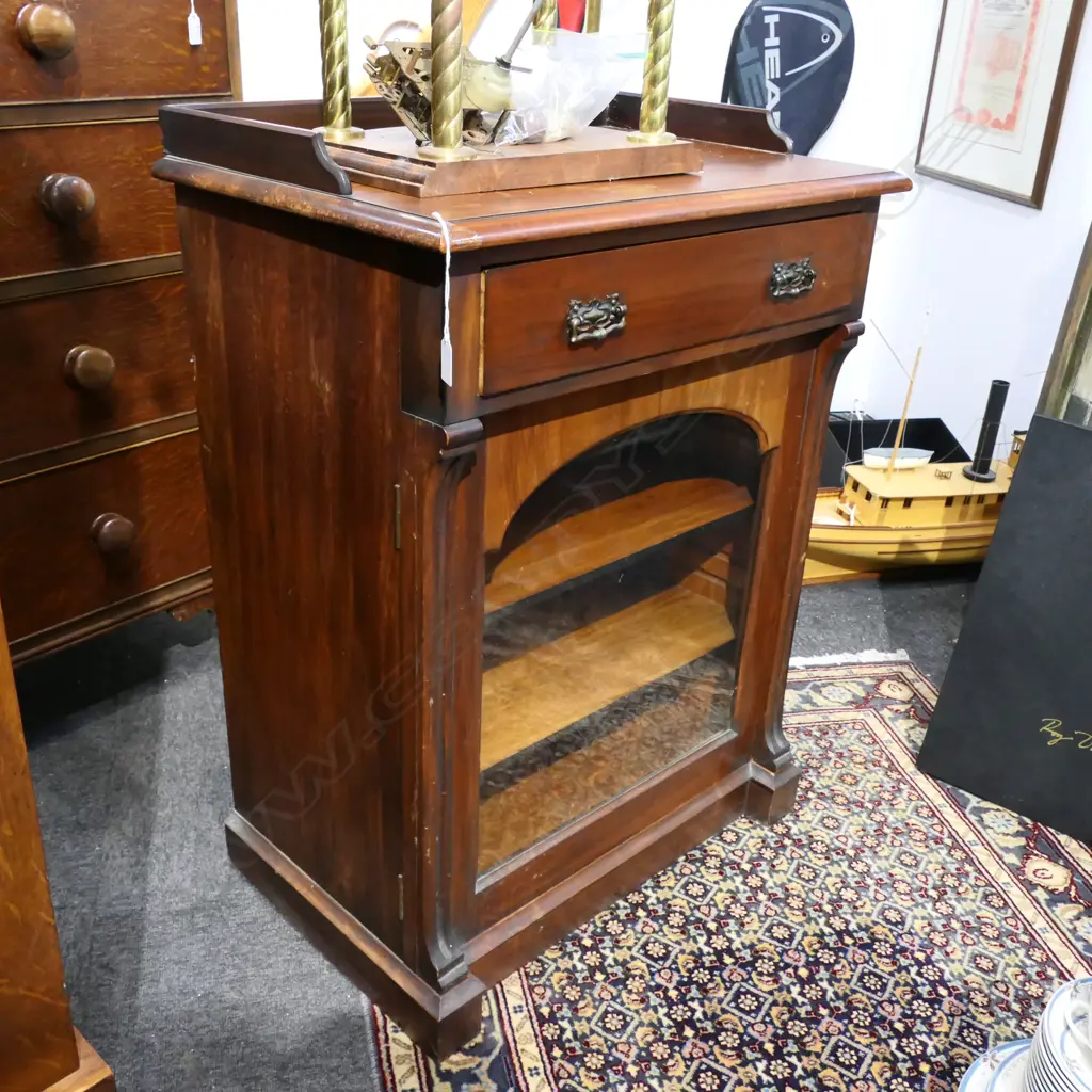 EDWARDIAN GLAZED MUSIC CABINET 655x435x890mm Image 1++