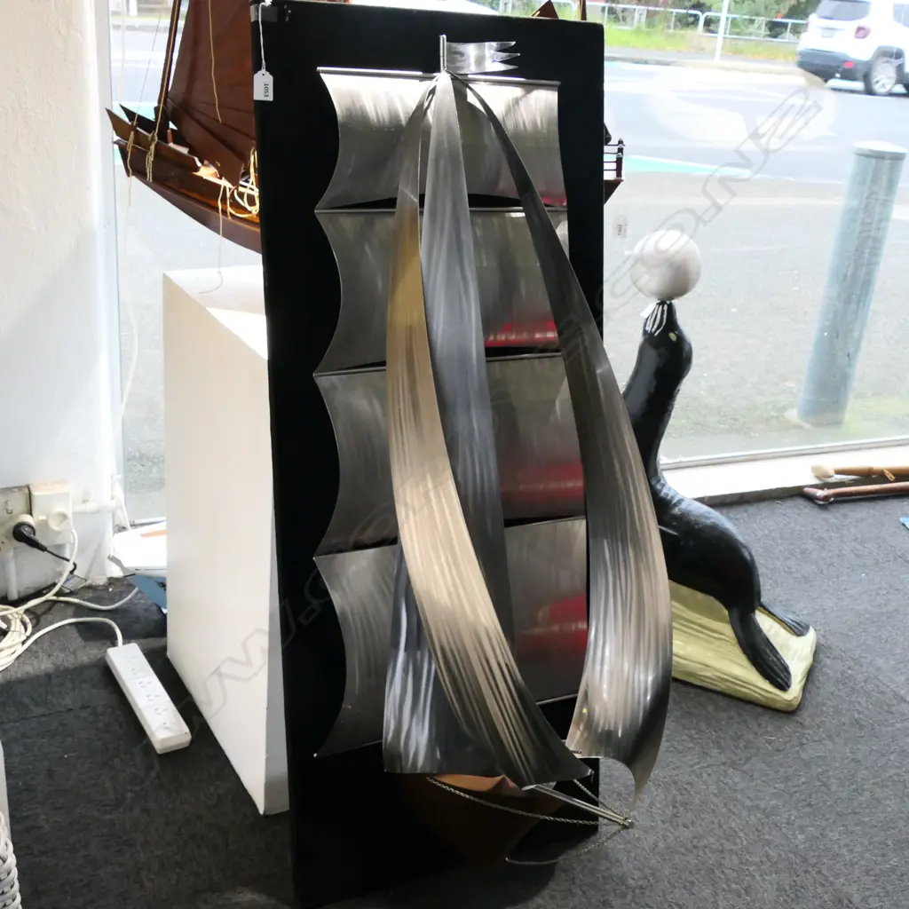 3D STAINLESS STEEL SAILBOAT ARTWORK BY JOHN BORROWS 1230x505mm Image 1++