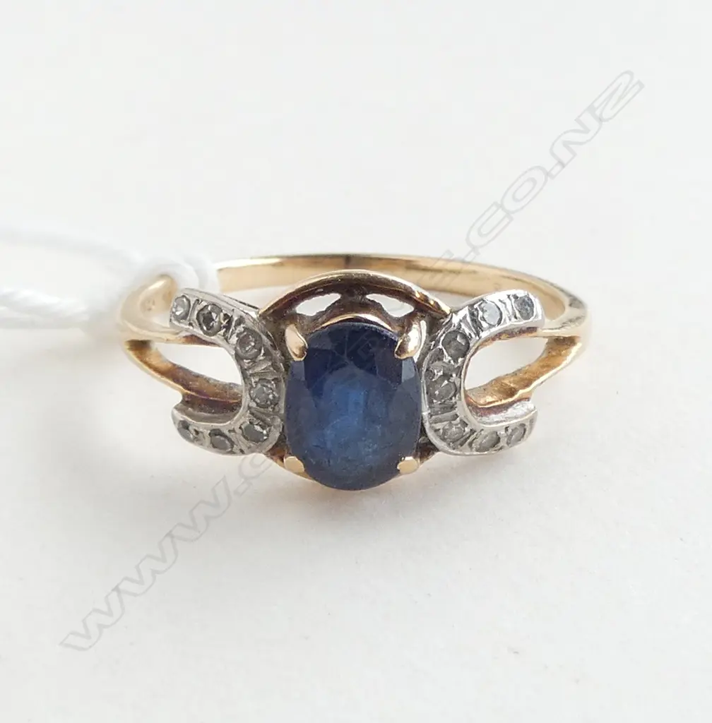 14CT SAPPHIRE AND DIAMOND RING 2.21gms SIZE O Image 1++
