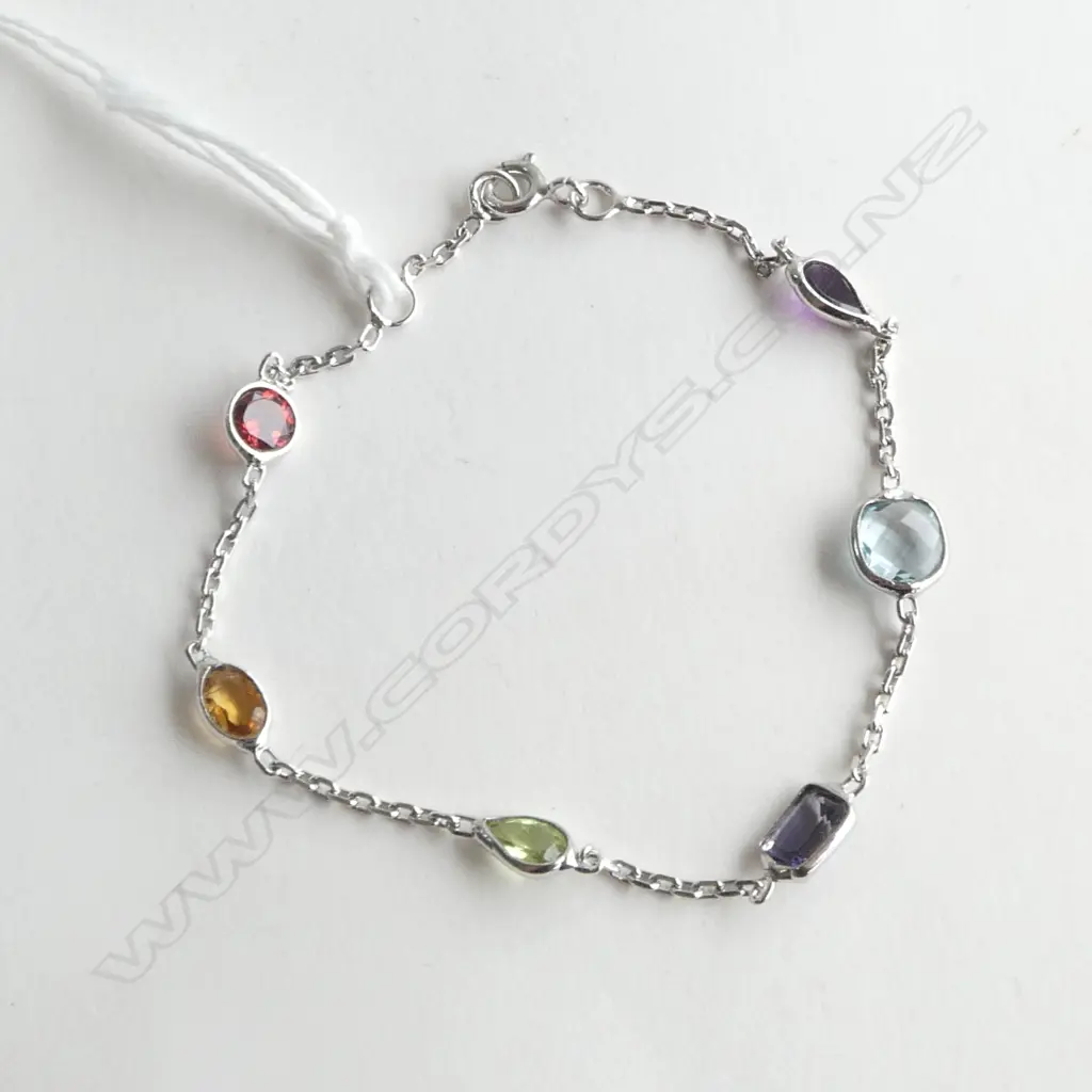 SILVER & SEMI PRECIOUS GEM BRACELET, L.160mm Image 1++