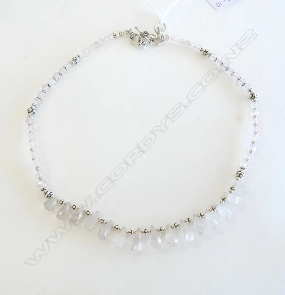 SILVER AND ROSE QUARTZ NECKLACE Image 1++