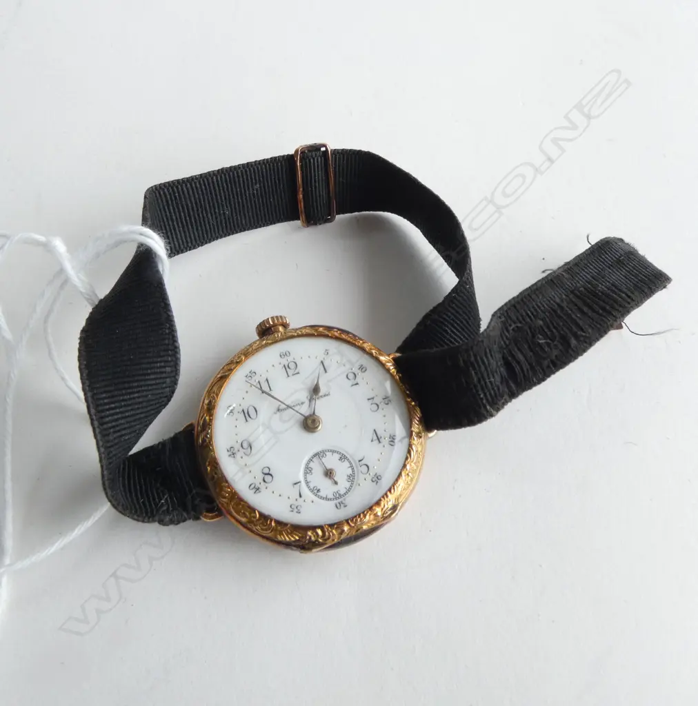 ANTOINE FRERES 14CT YELLOW GOLD LADIES WRISTWATCH c.1900 enamel dial. running 21gms Image 1++