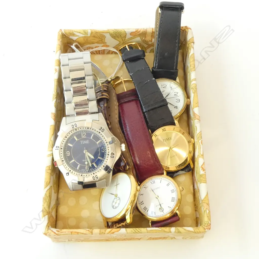 5 GENTS WRIST WATCHES; 3 TIME, TOURNEAU, HENO Image 1++