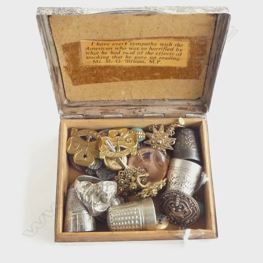 SILVER JEWEL BOX Birmingham 1928 + jewelley & thimbles etc Image 1++