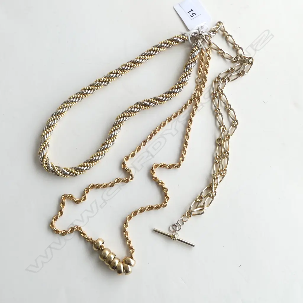 THREE COSTUME GOLD METAL CHAINS Image 1++