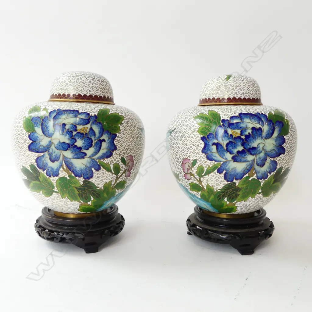 2 CLOISONNE GINGER JARS H.220mm Image 1++