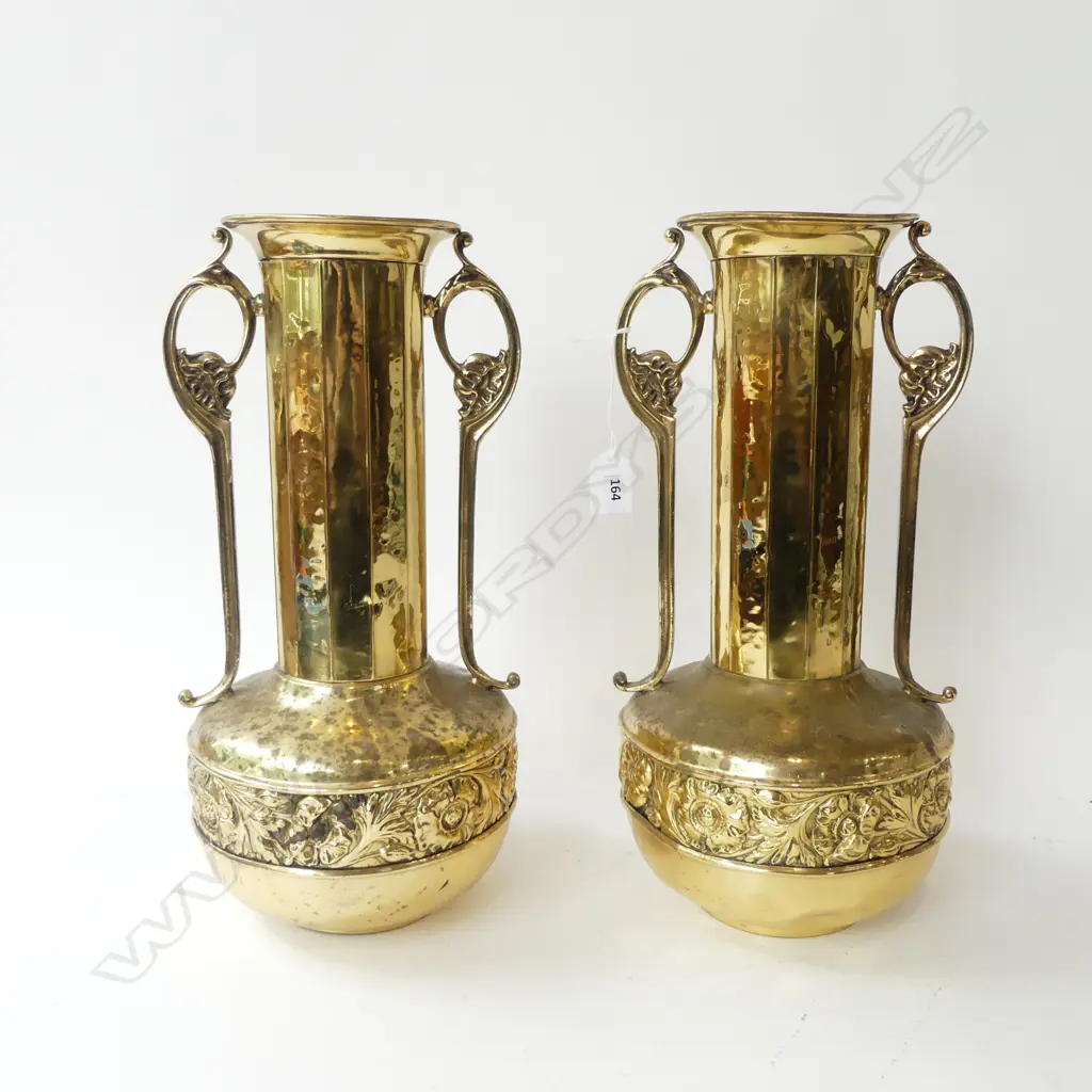 PR ORNATE DECO STYLE BRASS VASES H.380mm Image 1++