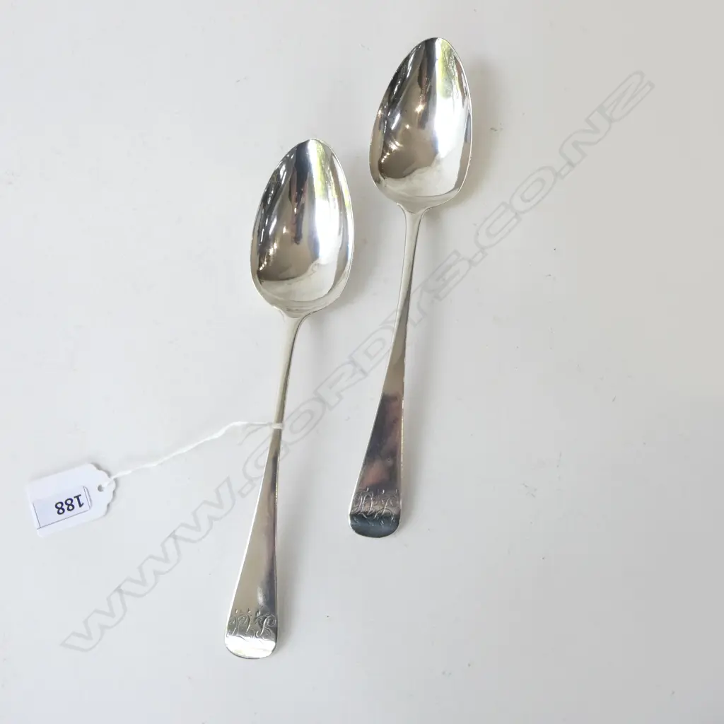 PR GEO. STG SILVER TABLE SPOONS, NAPHTALI HART LONDON 1812 113gms Image 1++