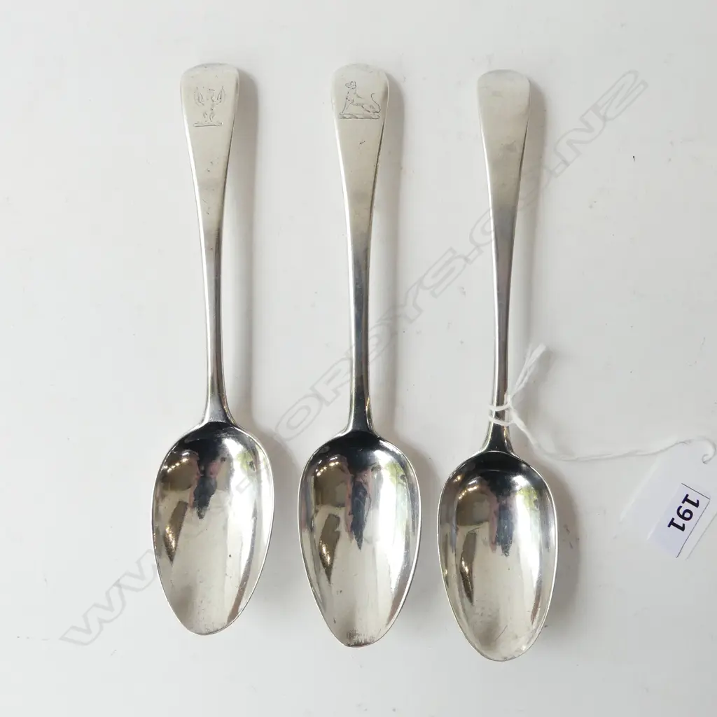 3 ANITQUE STG SILVER TABLE SPOONS, LONDON 111grms Image 1++