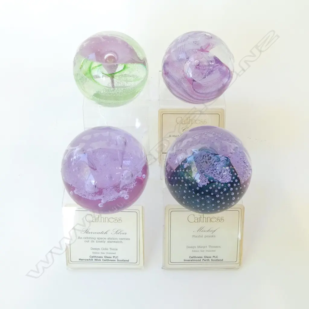 4 CAITHNESS GLASS PAPERWEIGHTS; STARWATCH, CALYPTO, MISCHIEF & OTHER Image 1++
