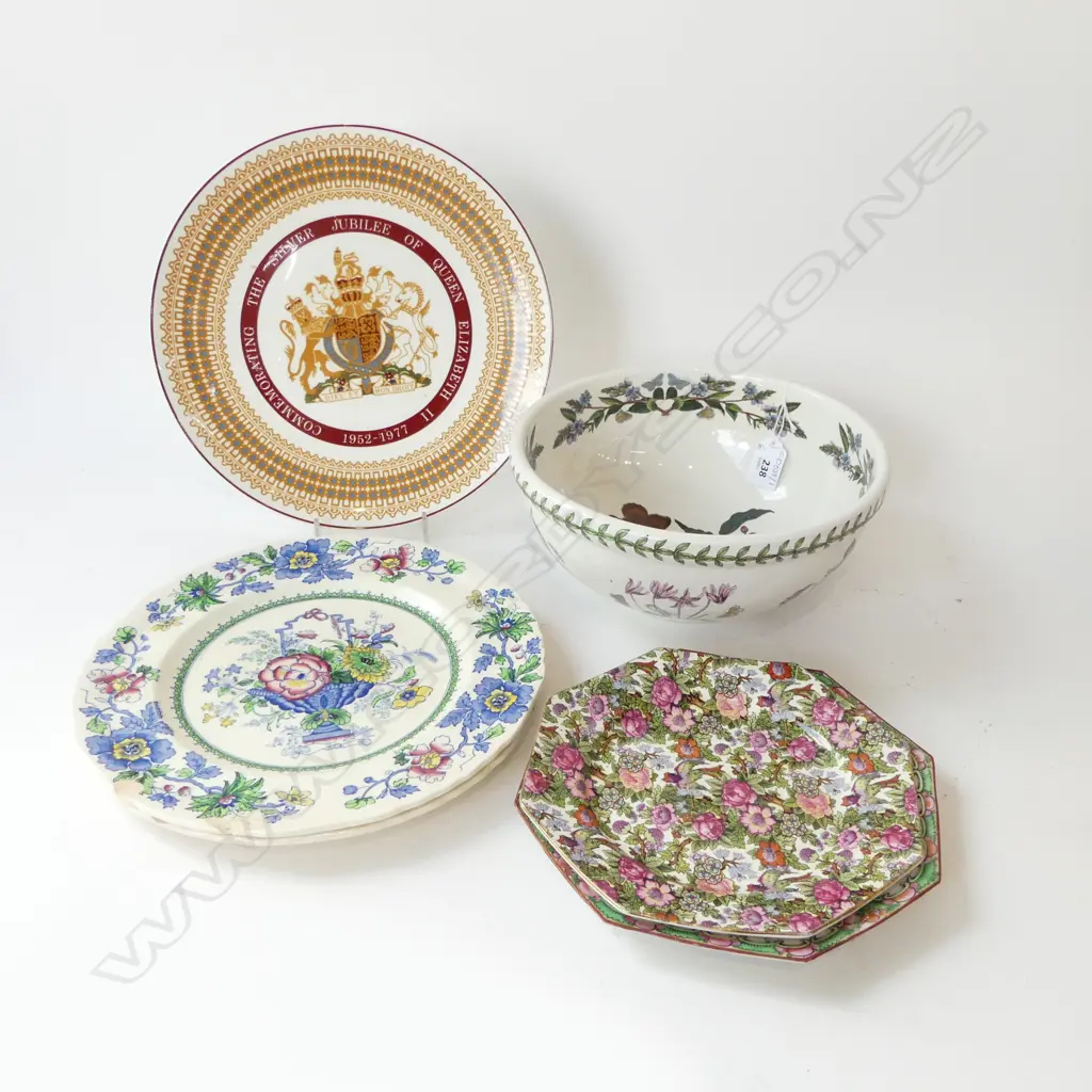 PORTMEIRION BOWL 240mm dia + 5 PLATES; PR MASONS STRATHMORE PLATES 260mm dia AF, 3 OTHER Image 1++