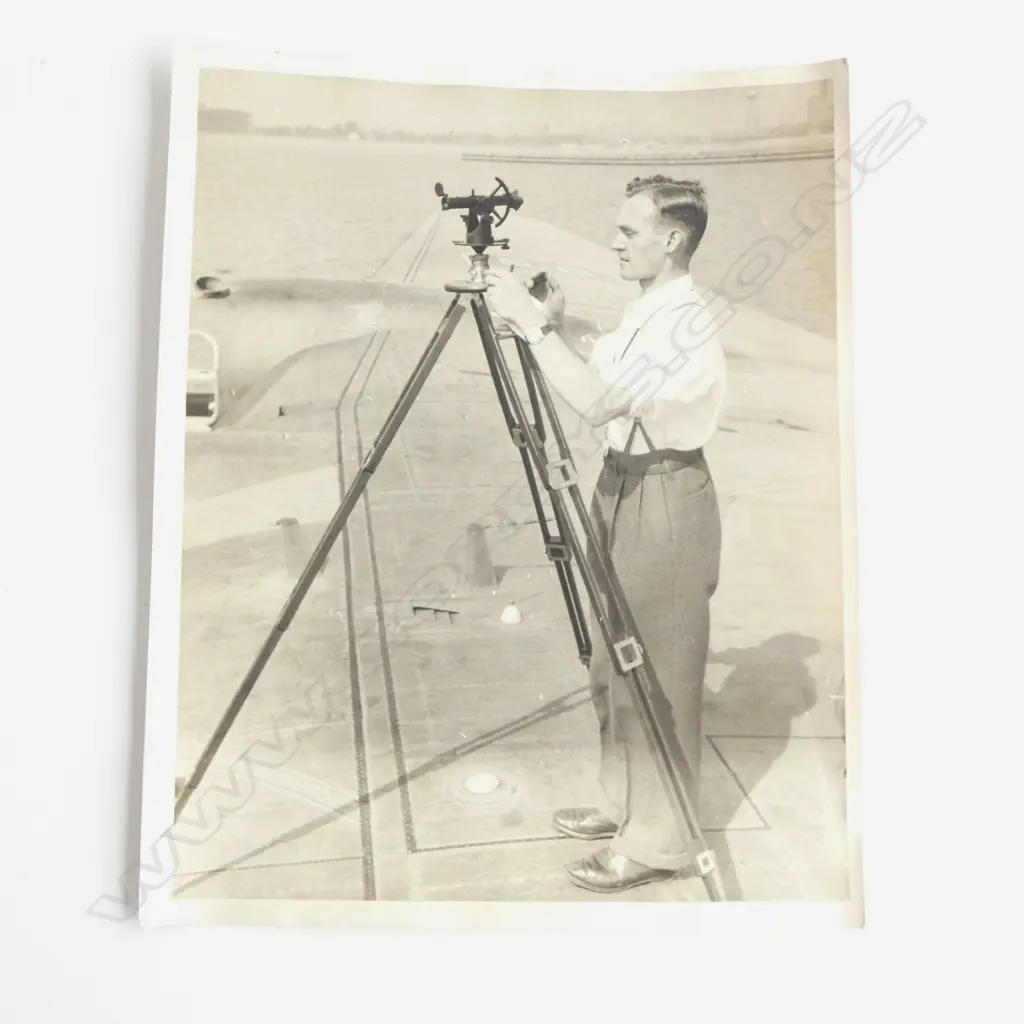 W. T. Hoff photographer attributed Flight Officer Buck taking a reading on the Bristol - silver gelatin print 255 x 200mm Image 1++