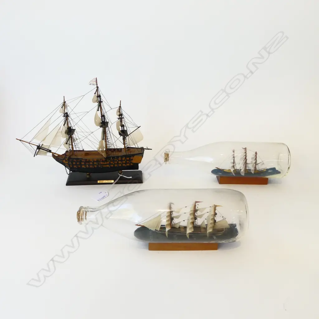 2 SHIPS IN BOTTLES + ANOTHER L. 270mm Image 1++
