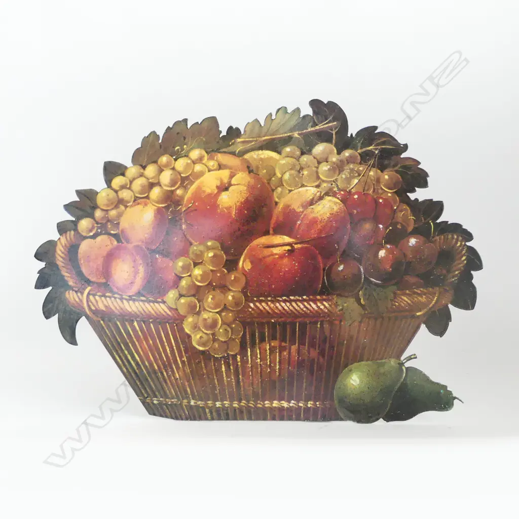 FRENCH PRINTED METAL BASKET OF FRUIT DOORSTOP H.260mm  Image 1++