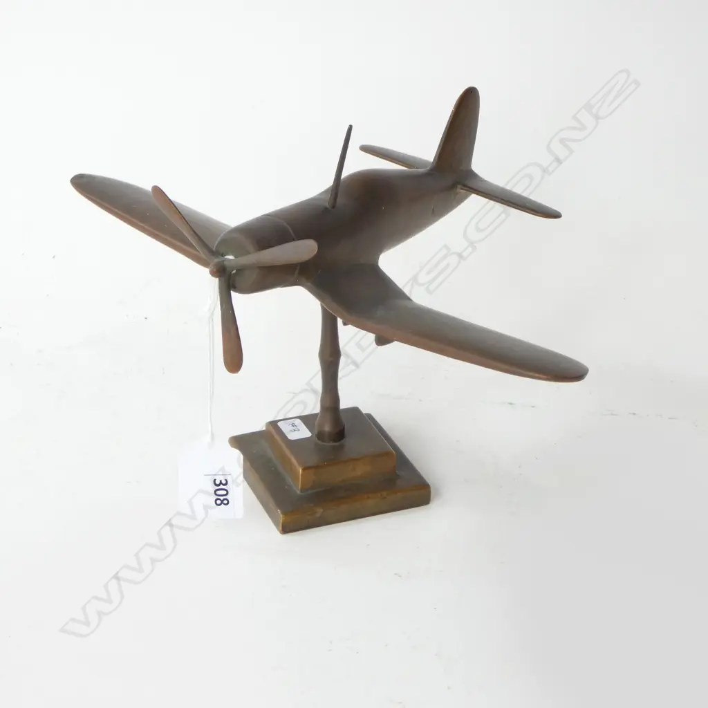 SOLID BRASS WWII FIGHTER PLANE H.160mm Image 1++