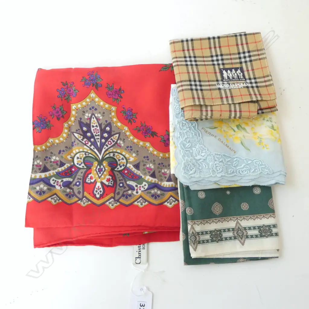 CHRISTIAN DIOR SILK SCARF & THREE HANDKERCHIEFS Image 1++