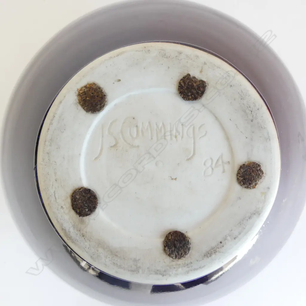 J. S. CUMMINGS STUDIO POTTERY VASE, PURPLE GLASE '84 H.195mm Image 1++