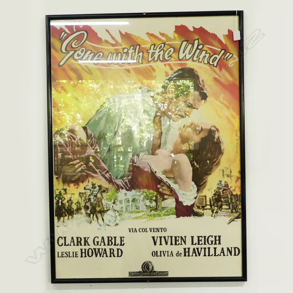 VINTAGE FILM POSTER 'GONE WITH THE WIND' 905x655mm Image 1++