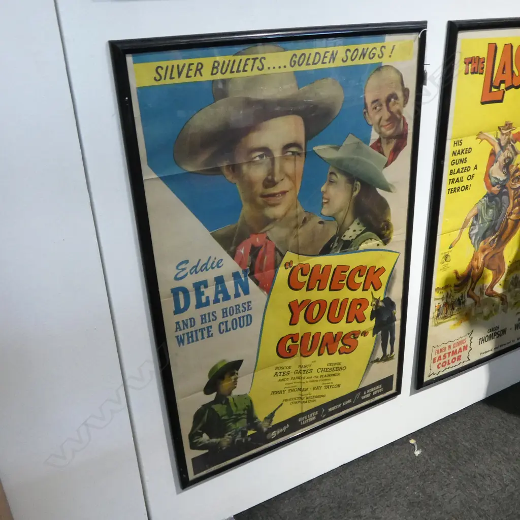 VINTAGE FILM POSTER 'CHECK YOUR GUNS' 1000x665mm Image 1++