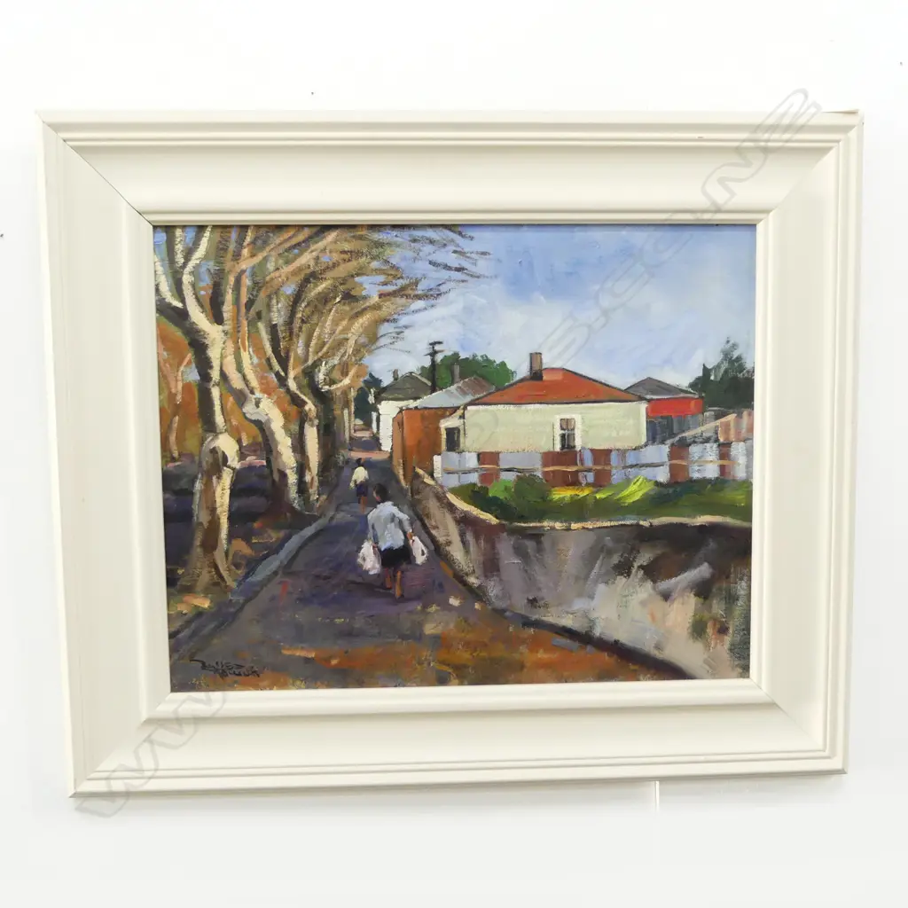 RUSSELL HOLLINGS, FREEMANS BAY, OIL ON BOARD, SIGNED, TITLE VERSO, 360x455mm Image 1++