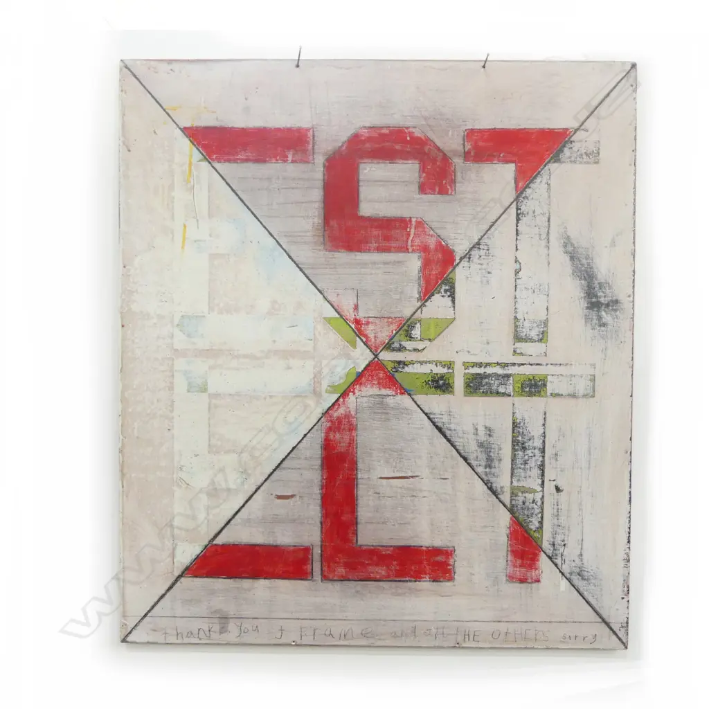 ARTIST UNKNOWN ACRYLIC ON BOARD THANK YOU J FRAME  630 X 560 MM Image 1++