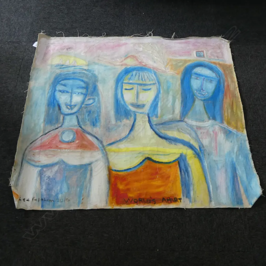 LEE FELTHAM, "WORLD'S APART", ACRYLIC ON ROLL CANVAS DOUBLE SIDED PAINTING, SIGNED 88' & 15' provenance below Image 1++