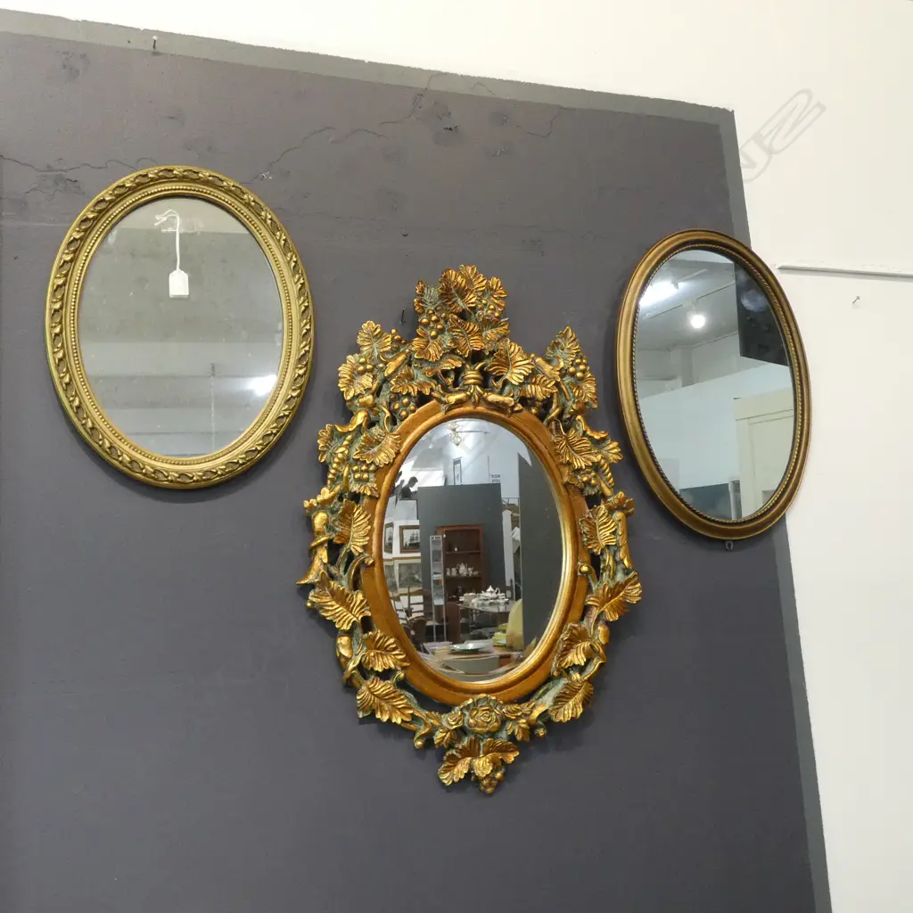 3 OVAL GILT FRAMED MIRRORS 800x520mm Image 1++