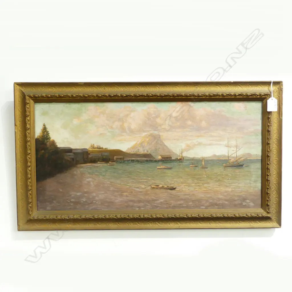 ARTIST UNKNOWN, MT MAUNGANUI, OIL ON CANVAS 285x595mm Image 1++