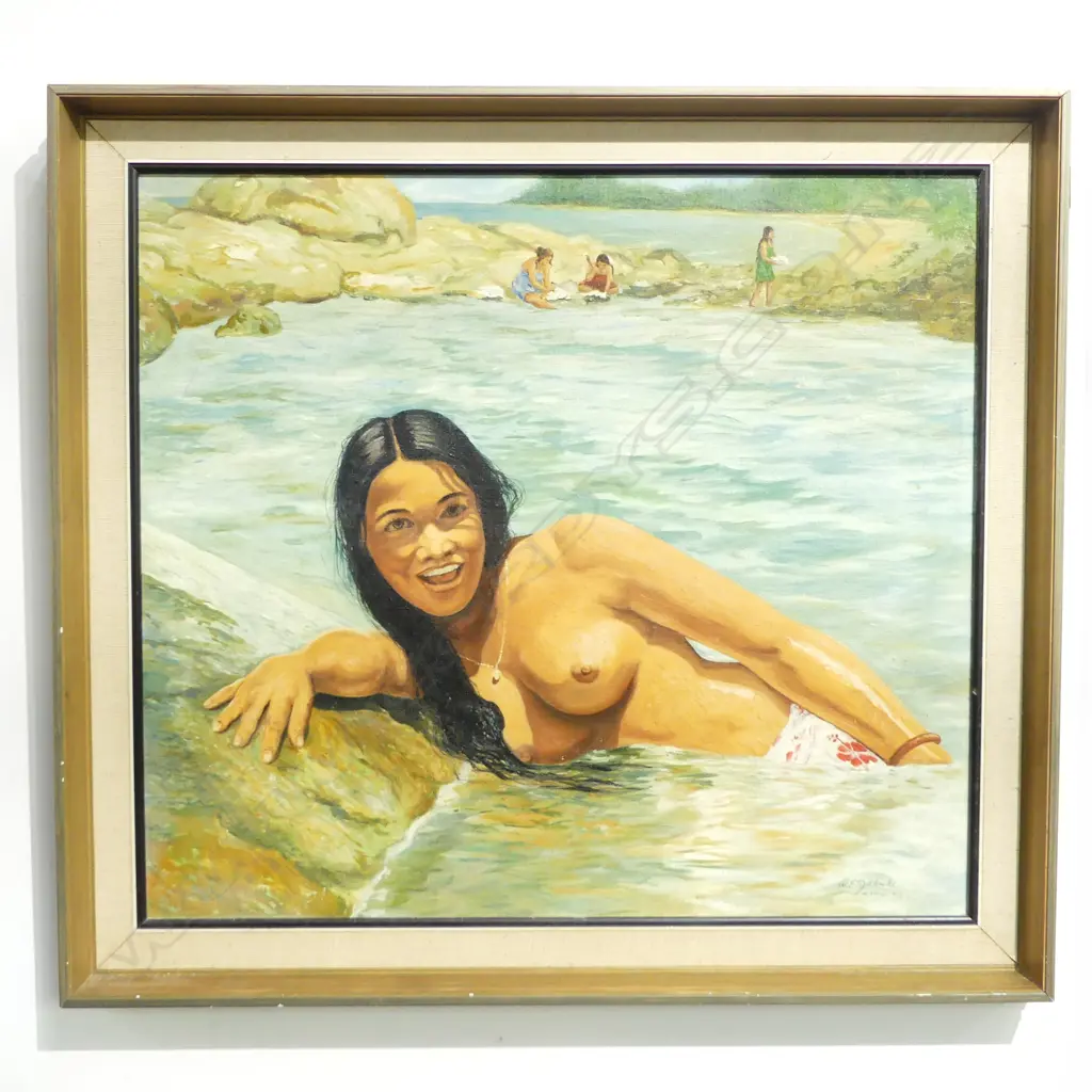 SIGNED PORTRAIT, W. SAMOA 1973, OIL ON BOARD 540x605mm Image 1++