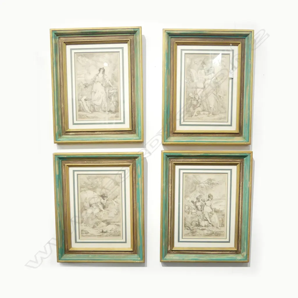 SET OF 4 MORTIMER ETCHINGS; COMEDY, ELEGY, TRADEGY, PASTORAL 295x195mm foxing Image 1++
