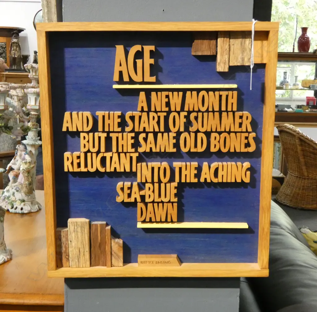 TARA MCLEOD WOOD CARVED RIEMKE ENSING POEM, 2005 410x365mm Image 1++