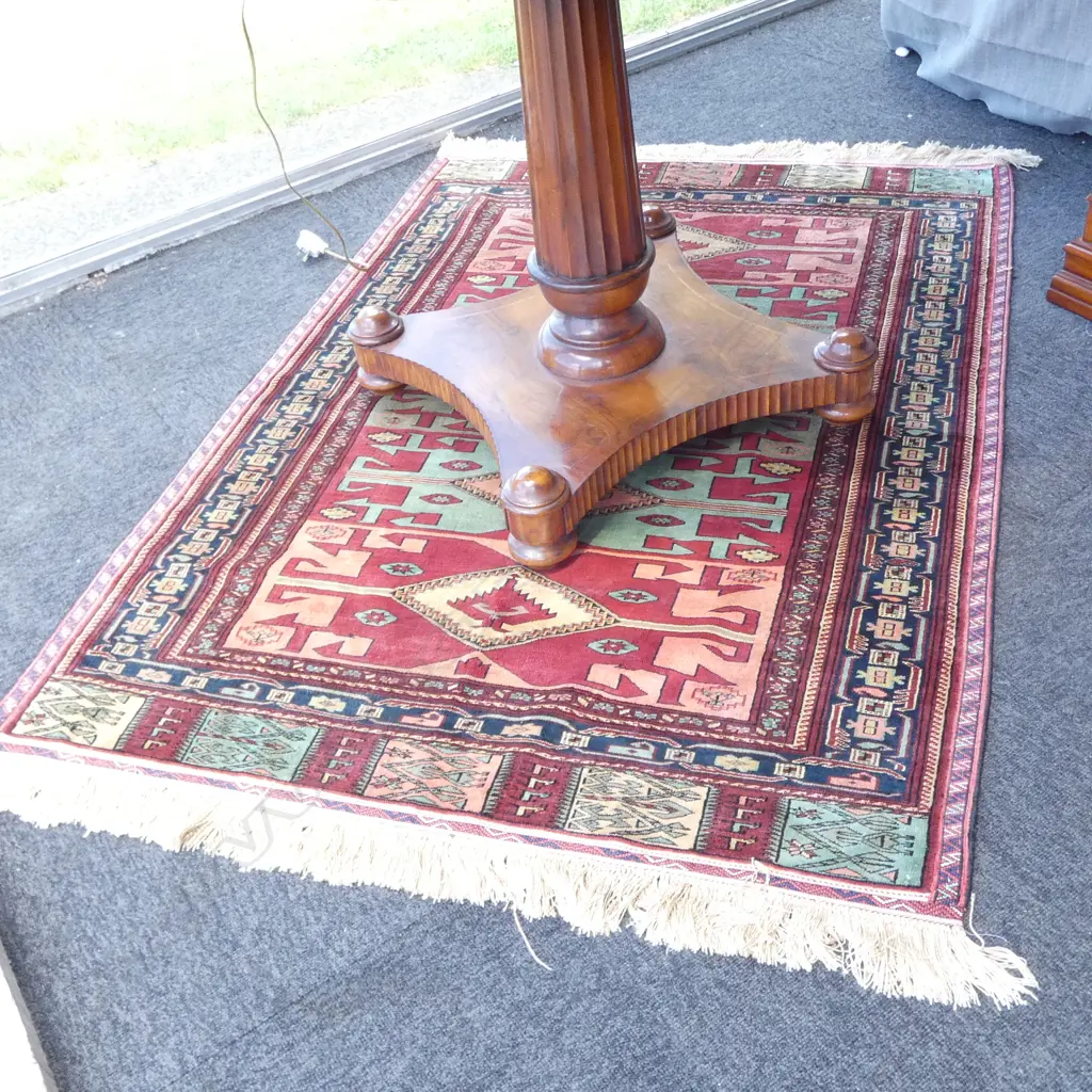 OERSIAN TRIBAL SILK RUG; 5 CENTRAL GEOMETRIC MEDALIONS w. MULTIPLE BORDER GUARDS  Image 1++