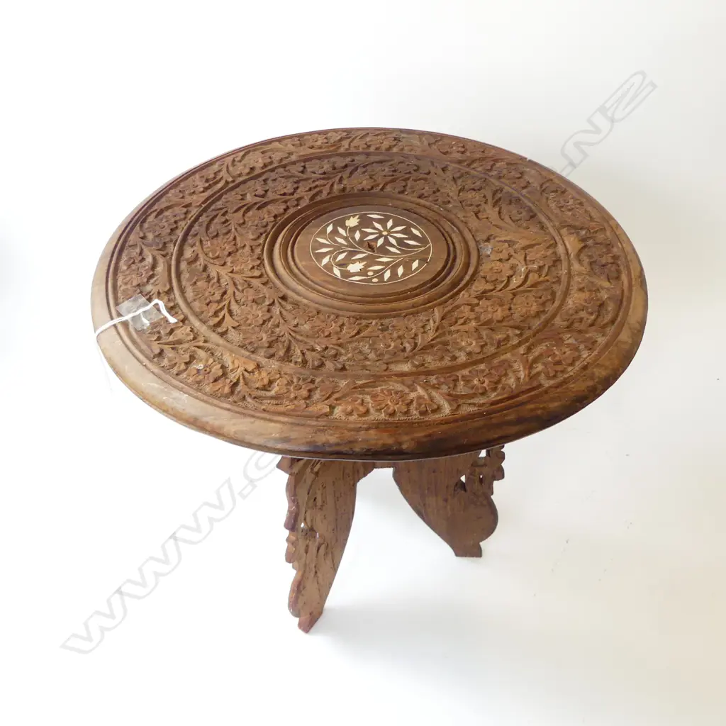 SMALL CARVED INLAID TABLE H.390mm Image 1++