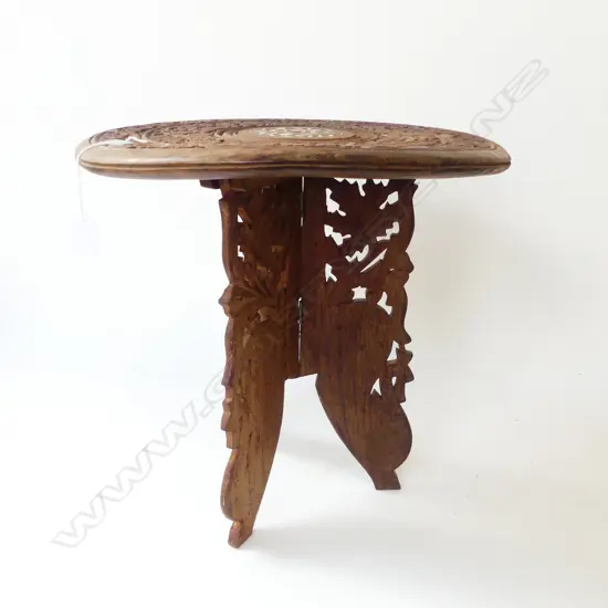 SMALL CARVED INLAID TABLE H.390mm