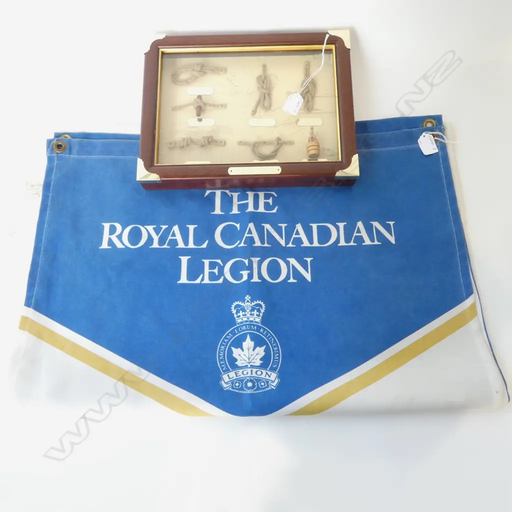 FRAMED SAILOR'S KNOT BOARD & ROYAL CANADIAN LEGION DIAMOND JUBILEE BANNER Image 1++