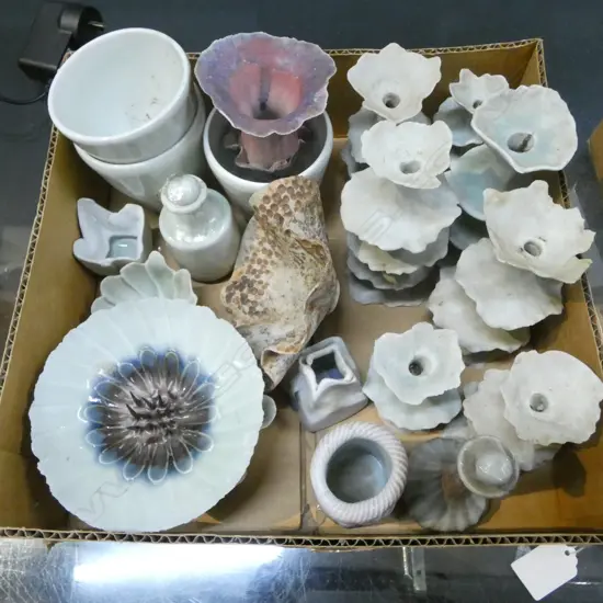ASST. PORCELAIN STUDIO POTTERY; DAVID BROKENSHIRE? FLOWER BOWL 130mm dia ETC