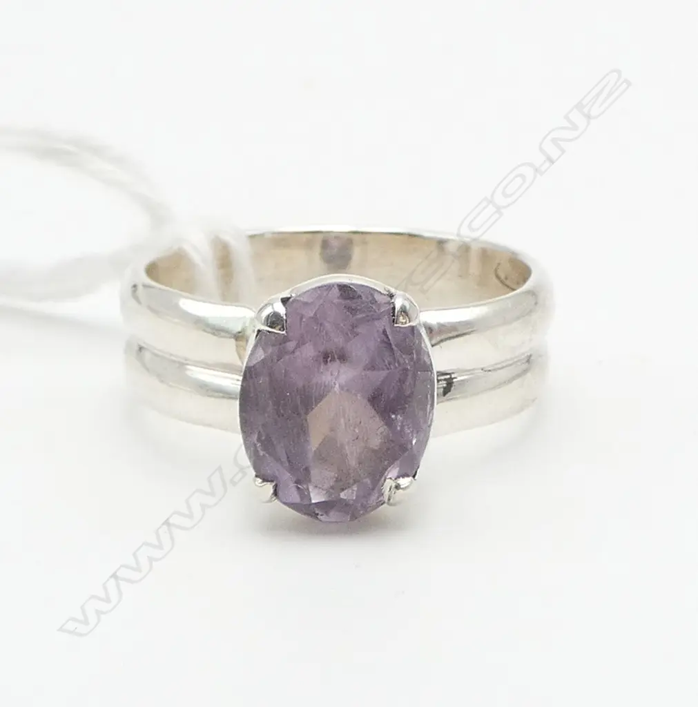 DRESS RING - AMETHYST & 925 SILVER SIZE O Image 1++
