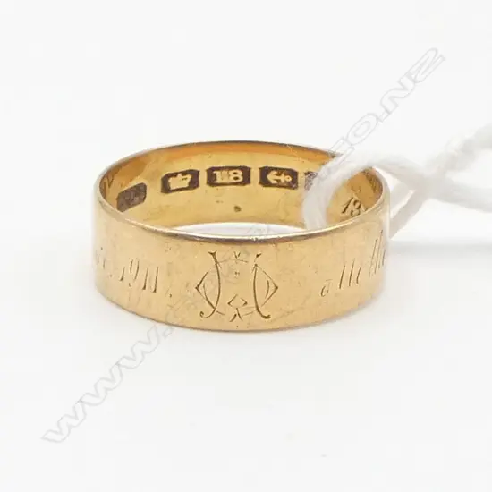 18CT WEDDER RING 4.0gms Birmingham 1900 SIZE R