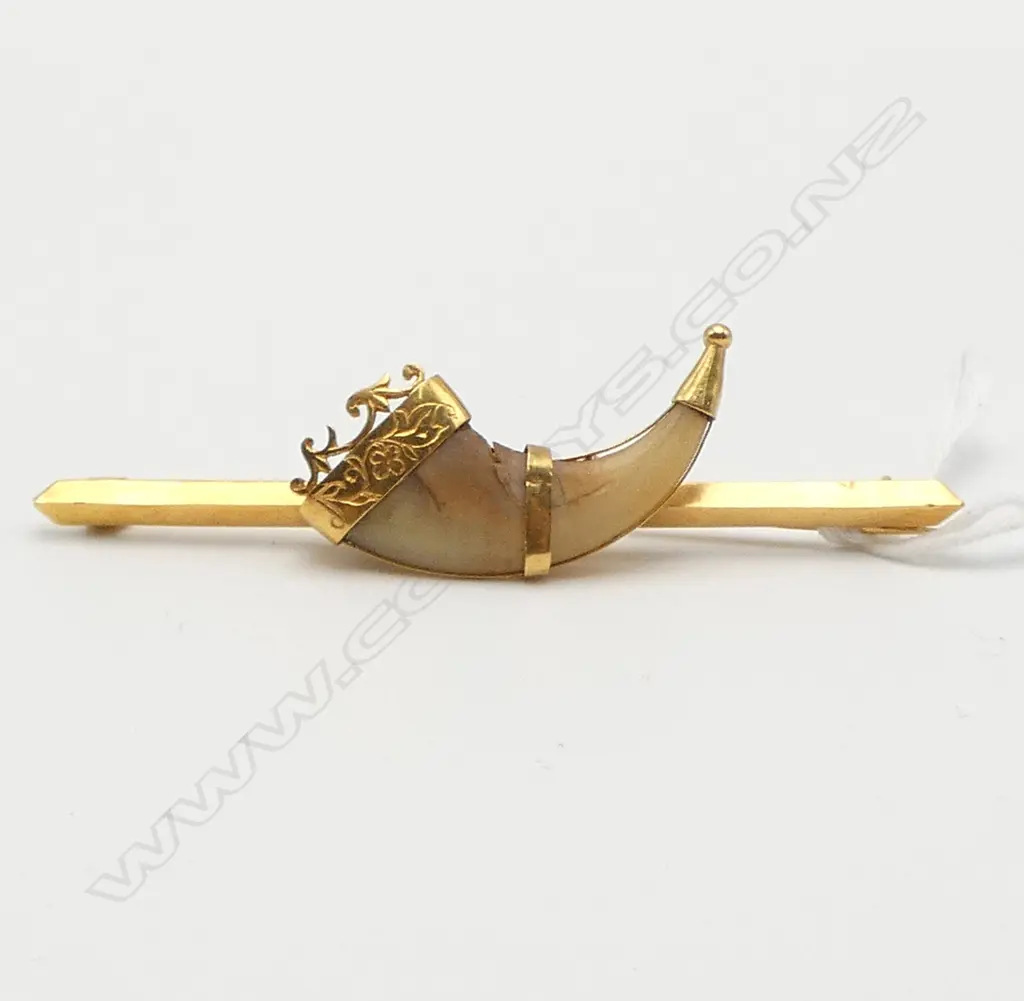 EARLY 20thC 22ct GOLD AND TIGER CLAW BROOCH 8.14gms Image 1++