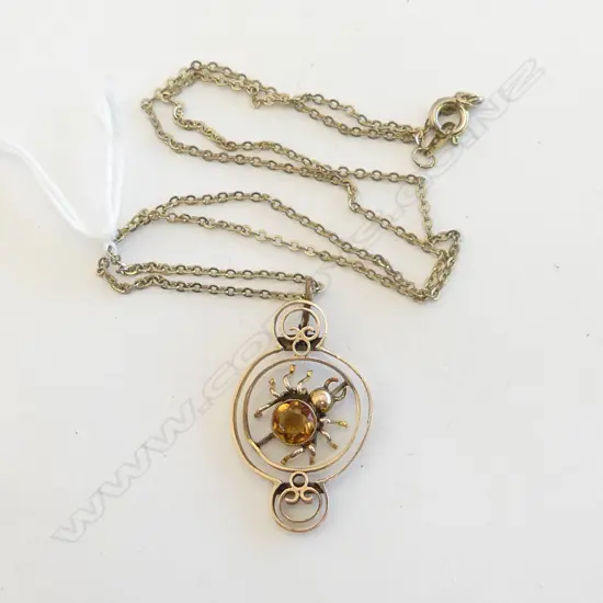 9ct GOLD BUG PENDANT WITH ROLLED GOLD CHAIN 45cm