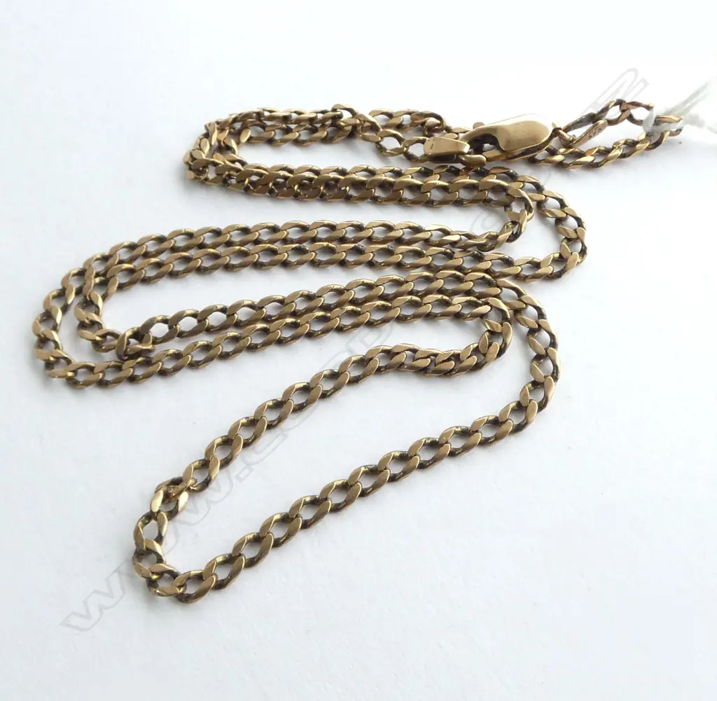9ct YELLOW GOLD FLAT CURB LINK NECK CHAIN L.600mm 12.58gms Image 1++