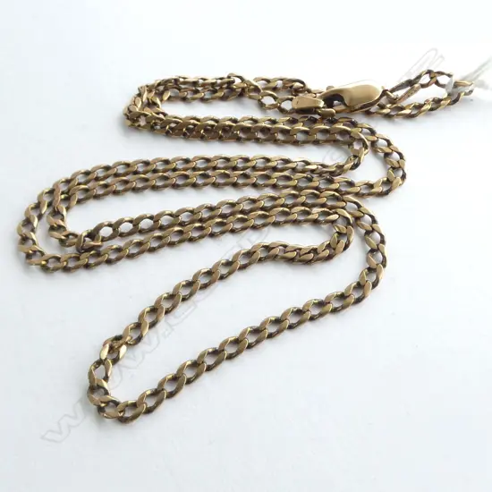 9ct YELLOW GOLD FLAT CURB LINK NECK CHAIN L.600mm 12.58gms