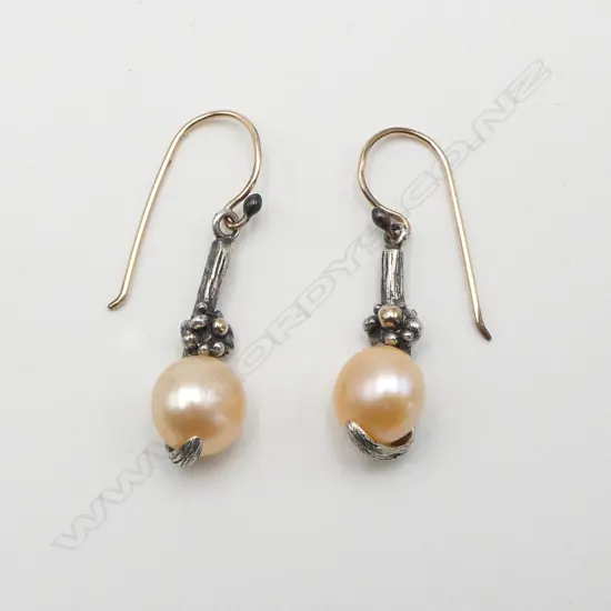 PR HANDCRAFTED SILVER & PEARL EARRIMGS