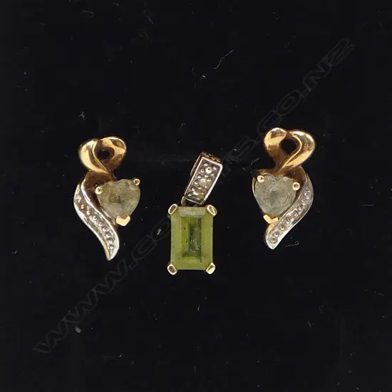 PR 9ct & GEM SET EARRINGS + 1 9ct SIMILAR EARRING1.76gms