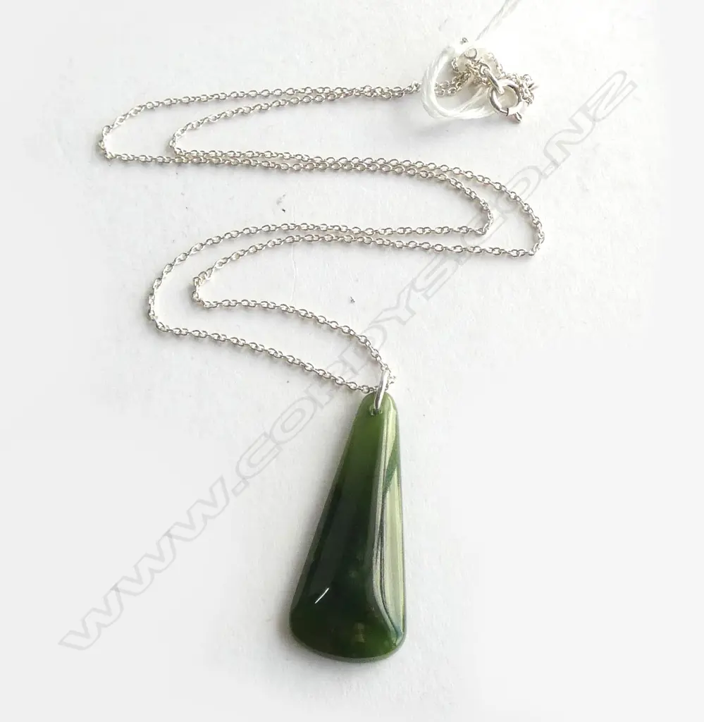 GREENSTONE PENDANT ON STG SILVER CHAIN L.500mm Image 1++