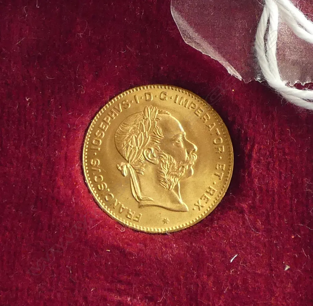 1892 AUSTRIA 4 FLORIN GOLD COIN 3.2gms RE-ISSUE. Boxed Image 1++