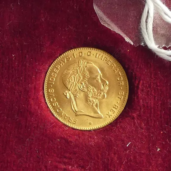 1892 AUSTRIA 4 FLORIN GOLD COIN 3.2gms RE-ISSUE. Boxed