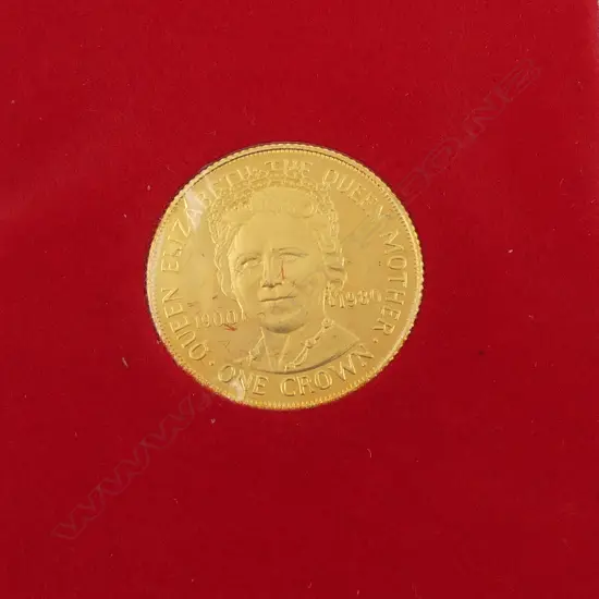 22CT GOLD QUEEN MOTHER ANNIVERSARY COIN ISSUED BY THE ISLE OF MAN 10.11 g