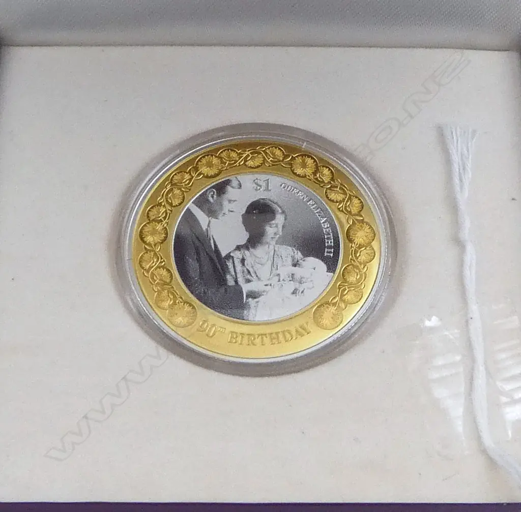 QEII SILVER 90th BIRTHDAT 1OZ PROOF COIN CASED Image 1++