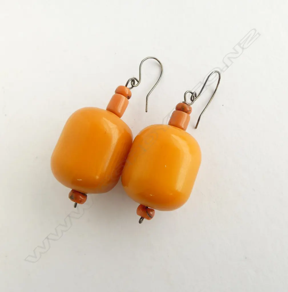 PR ETHNIC AMBER? and CORAL EARRINGS Image 1++